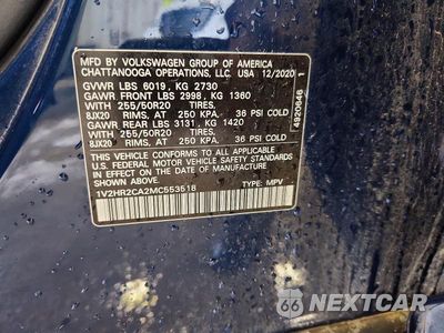 Zdjęcie 13 z 13 samochodu: 2021 VOLKSWAGEN ATLAS SE VIN:1V2HR2CA2MC553518 - miniatura