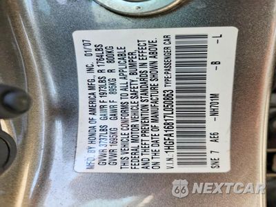 Zdjęcie 13 z 13 samochodu: 2007 HONDA CIVIC EX VIN:1HGFA16817L050863 - miniatura