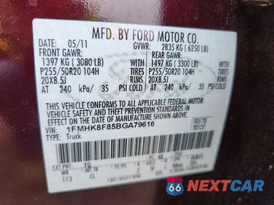 Zdjęcie 13 z 13 samochodu: 2011 FORD EXPLORER LIMITED VIN:1FMHK8F85BGA79616 - miniatura