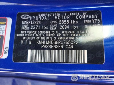 Zdjęcie 12 z 12 samochodu: 2024 HYUNDAI ELANTRA SEL VIN:KMHLM4DG6RU765022 - miniatura