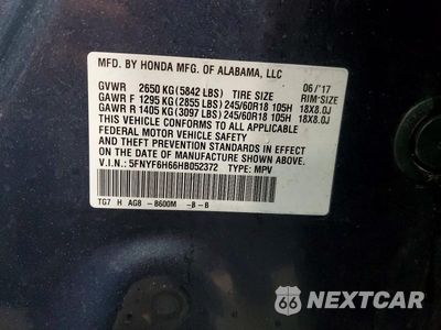 Zdjęcie 12 z 12 samochodu: 2017 HONDA PILOT EXL VIN:5FNYF6H66HB052372 - miniatura
