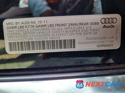 Zdjęcie 12 z 12 samochodu: 2012 AUDI A8 QUATTRO VIN:WAUAVAFD2CN017134 - miniatura