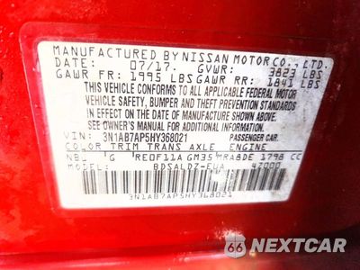 Zdjęcie 13 z 13 samochodu: 2017 NISSAN SENTRA SV VIN:3N1AB7AP5HY368021 - miniatura