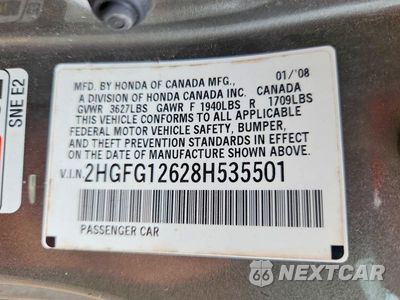 Zdjęcie 13 z 13 samochodu: 2008 HONDA CIVIC LX VIN:2HGFG12628H535501 - miniatura