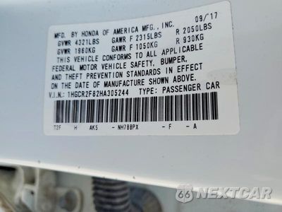 Zdjęcie 12 z 12 samochodu: 2017 HONDA ACCORD EXL VIN:1HGCR2F82HA305244 - miniatura