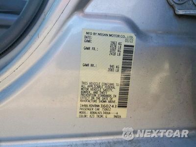 Zdjęcie 12 z 12 samochodu: 2022 NISSAN ALTIMA SV VIN:1N4BL4DV8NN360243 - miniatura