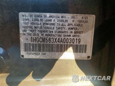 Zdjęcie 12 z 12 samochodu: 2004 HONDA ACCORD LX VIN:1HGCM563X4A003019 - miniatura