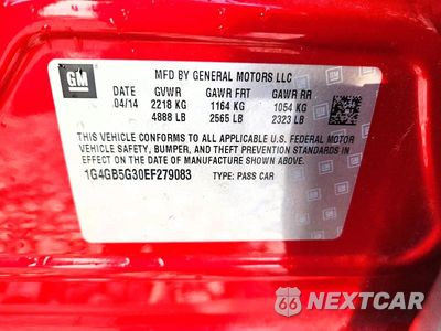 Zdjęcie 12 z 12 samochodu: 2014 BUICK LACROSSE VIN:1G4GB5G30EF279083 - miniatura