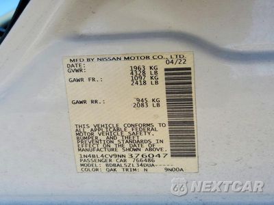 Zdjęcie 13 z 13 samochodu: 2022 NISSAN ALTIMA SR VIN:1N4BL4CV9NN376047 - miniatura