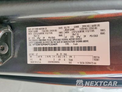 Zdjęcie 13 z 13 samochodu: 2019 FORD F150 SUPERCREW VIN:1FTEW1EP0KFC22425 - miniatura