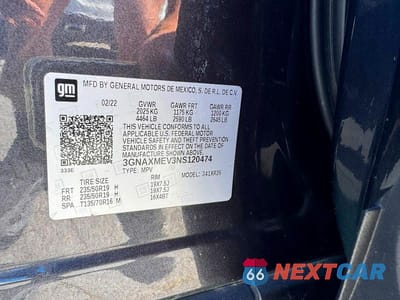 Zdjęcie 10 z 10 samochodu: 2022 CHEVROLET EQUINOX RS VIN:3GNAXMEV3NS120474 - miniatura