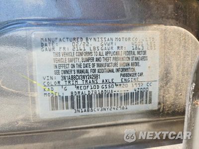 Zdjęcie 12 z 12 samochodu: 2022 NISSAN SENTRA SV VIN:3N1AB8CV3NY242981 - miniatura