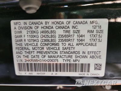 Zdjęcie 13 z 13 samochodu: 2019 HONDA CR-V LX VIN:2HKRW6H31KH206375 - miniatura