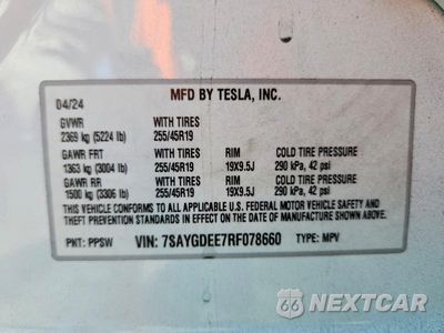 Zdjęcie 13 z 13 samochodu: 2024 TESLA MODEL Y VIN:7SAYGDEE7RF078660 - miniatura