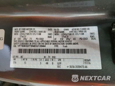 Zdjęcie 13 z 13 samochodu: 2022 FORD F350 SUPER DUTY VIN:1FT8W3DT5NEG13944 - miniatura