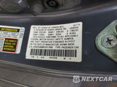 Zdjęcie 12 z 12 samochodu: 2014 HONDA CIVIC EX VIN:2HGFG3B89EH517666 - miniatura