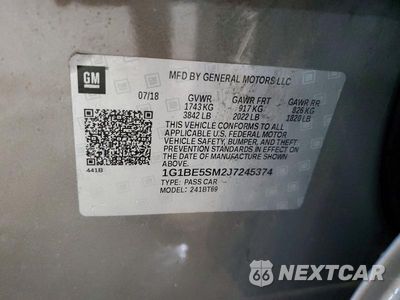 Zdjęcie 12 z 12 samochodu: 2018 CHEVROLET CRUZE LT VIN:1G1BE5SM2J7245374 - miniatura