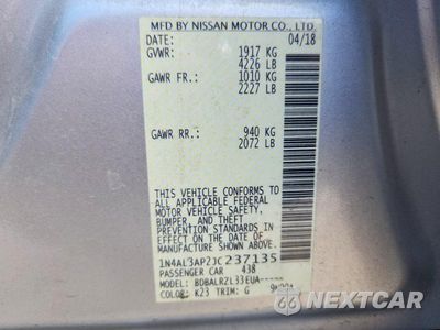 Zdjęcie 13 z 13 samochodu: 2018 NISSAN ALTIMA 2.5 SL VIN:1N4AL3AP2JC237135 - miniatura