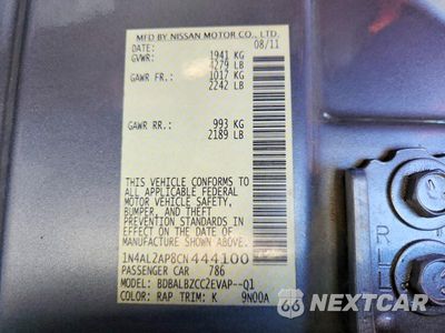 Zdjęcie 12 z 12 samochodu: 2012 NISSAN ALTIMA 2.5 VIN:1N4AL2AP8CN444100 - miniatura