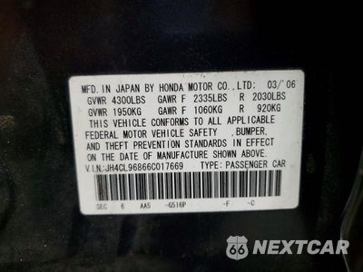 Zdjęcie 12 z 12 samochodu: 2006 ACURA TSX VIN:JH4CL96866C017669 - miniatura