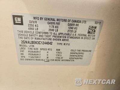 Zdjęcie 13 z 13 samochodu: 2012 CHEVROLET EQUINOX LS VIN:2GNALBEK3C1244842 - miniatura