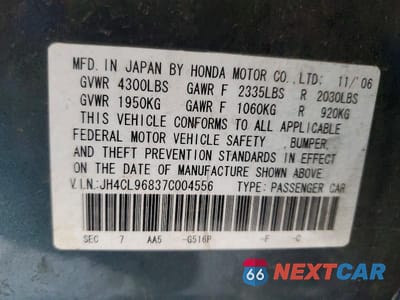Zdjęcie 12 z 12 samochodu: 2007 ACURA TSX VIN:JH4CL96837C004556 - miniatura