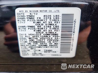 Zdjęcie 13 z 13 samochodu: 2012 NISSAN ROGUE S VIN:JN8AS5MV1CW718728 - miniatura