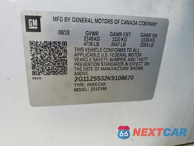Zdjęcie 12 z 12 samochodu: 2019 CHEVROLET IMPALA LT VIN:2G11Z5S32K9108670 - miniatura