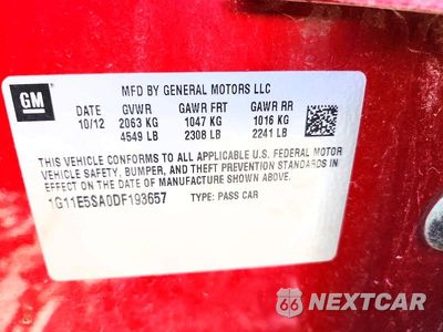 Zdjęcie 12 z 12 samochodu: 2013 CHEVROLET MALIBU 2LT VIN:1G11E5SA0DF193657 - miniatura