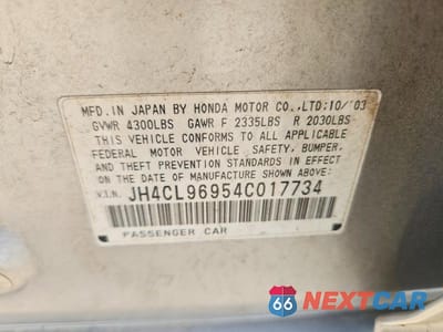 Zdjęcie 13 z 13 samochodu: 2004 ACURA TSX VIN:JH4CL96954C017734 - miniatura