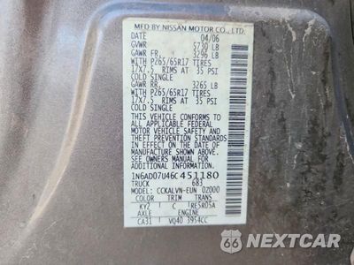 Zdjęcie 12 z 12 samochodu: 2006 NISSAN FRONTIER SE VIN:1N6AD07U46C451180 - miniatura