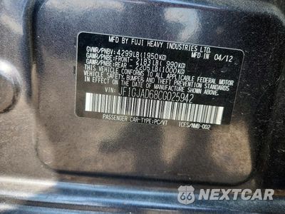 Zdjęcie 12 z 12 samochodu: 2012 SUBARU IMPREZA PREMIUM VIN:JF1GJAD68CG025942 - miniatura
