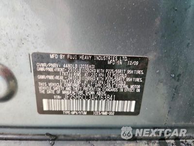 Zdjęcie 12 z 12 samochodu: 2010 SUBARU FORESTER 2.5X PREMIUM VIN:JF2SH6CC3AH763841 - miniatura