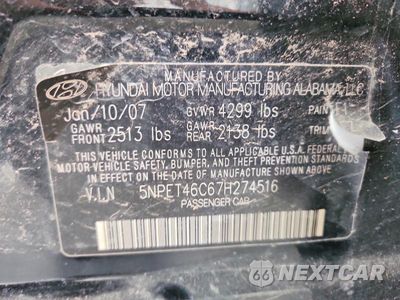 Zdjęcie 13 z 13 samochodu: 2007 HYUNDAI SONATA GLS VIN:5NPET46C67H274516 - miniatura