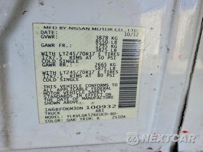 Zdjęcie 12 z 12 samochodu: 2013 NISSAN NV 1500 DELIVERY VAN VIN:1N6BF0KM3DN100932 - miniatura