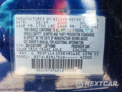 Zdjęcie 12 z 12 samochodu: 2019 NISSAN VERSA SV VIN:3N1CN7AP6KL871500 - miniatura