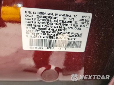 Zdjęcie 14 z 14 samochodu: 2013 HONDA PILOT EXLN VIN:5FNYF4H79DB046055 - miniatura