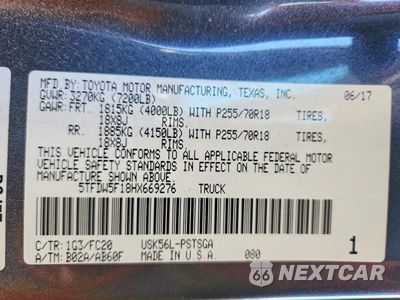 Zdjęcie 12 z 12 samochodu: 2017 TOYOTA TUNDRA SR5 VIN:5TFDW5F18HX669276 - miniatura