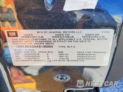 Zdjęcie 13 z 13 samochodu: 2010 CHEVROLET TRAVERSE LT VIN:1GNLRFED8AS146869 - miniatura