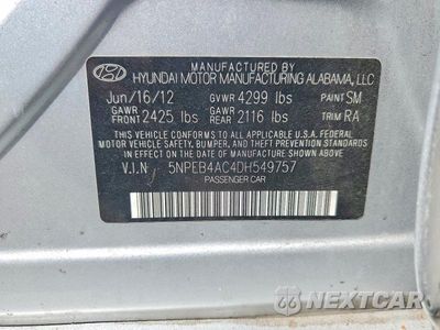 Zdjęcie 12 z 12 samochodu: 2013 HYUNDAI SONATA GLS VIN:5NPEB4AC4DH549757 - miniatura
