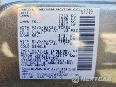Zdjęcie 13 z 13 samochodu: 2017 NISSAN PATHFINDER S VIN:5N1DR2MN0HC673918 - miniatura