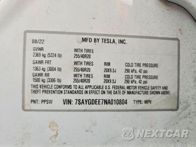 Zdjęcie 12 z 12 samochodu: 2022 TESLA MODEL Y VIN:7SAYGDEE7NA010804 - miniatura