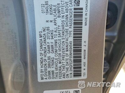 Zdjęcie 12 z 12 samochodu: 2022 HONDA CIVIC SPORT VIN:2HGFE2F55NH594549 - miniatura