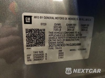 Zdjęcie 12 z 12 samochodu: 2019 GMC SIERRA K1500 SLT VIN:3GTU9DED7KG281688 - miniatura