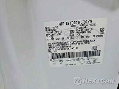 Zdjęcie 12 z 12 samochodu: 2012 FORD F150 VIN:1FTNF1CT9CKD98138 - miniatura