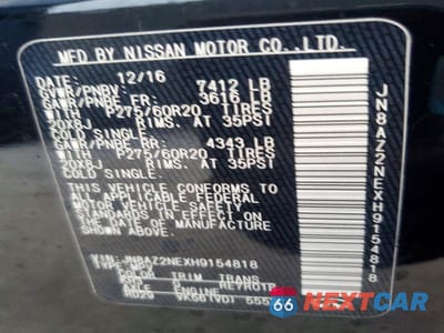 Zdjęcie 13 z 13 samochodu: 2017 INFINITI QX80 BASE VIN:JN8AZ2NEXH9154818 - miniatura