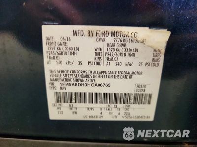 Zdjęcie 13 z 13 samochodu: 2017 FORD EXPLORER XLT VIN:1FM5K8DH0HGA06765 - miniatura