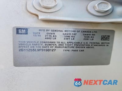 Zdjęcie 12 z 12 samochodu: 2015 CHEVROLET IMPALA LS VIN:2G11Z5SL9F9190127 - miniatura
