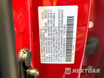 Zdjęcie 14 z 14 samochodu: 2023 HONDA PASSPORT EXL VIN:5FNYF8H52PB031410 - miniatura