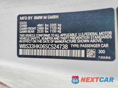 Zdjęcie 12 z 12 samochodu: 2025 BMW M4 COMPETITION VIN:WBS33HK06SCS24738 - miniatura